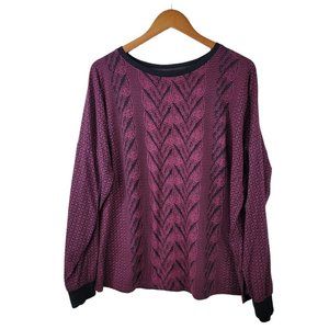 Simply Vera Wang Size XXL Thin Cable Knit Print Long Tunic Top purple pink